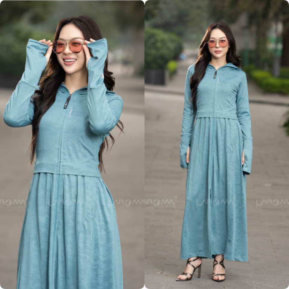 Choàng chống nắng laroma toàn thân làm mát vải dệt