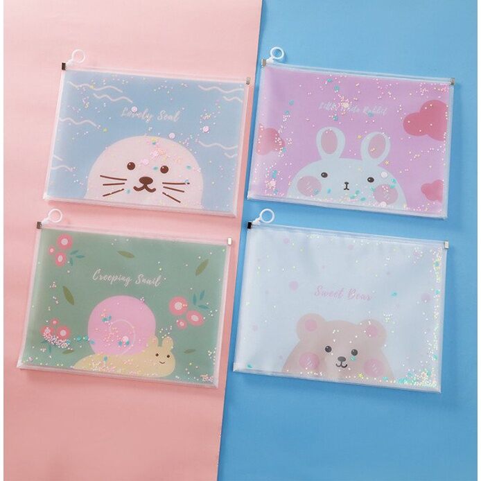 Túi zip đựng hồ sơ a4 có hoa rơi nhiều hoạ tiết giao ngẫu nhiên