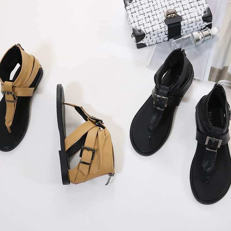 Giày sandal Nữ chiến binh xỏ ngón phối khóa(N44)