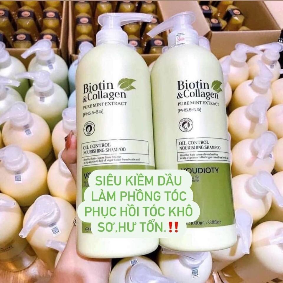 Dầu Gội Xả Biotin Collagen Xanh Lá