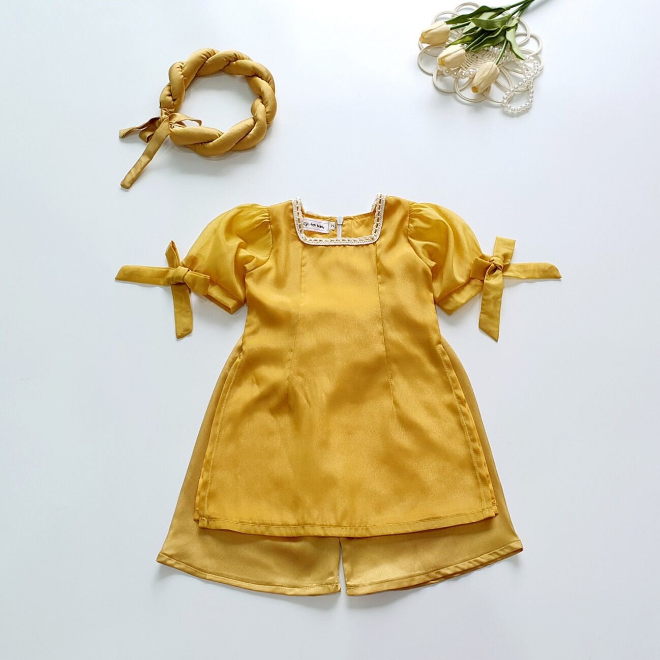 (4-28kg) Áo Dài Cách Tân Gấu Đỏ NHÍM XÙ KIDS Cho Bé Gái 6 Tháng Đến 8 Tuổi Chất Lụa Mango - Đũi Hàn AD123