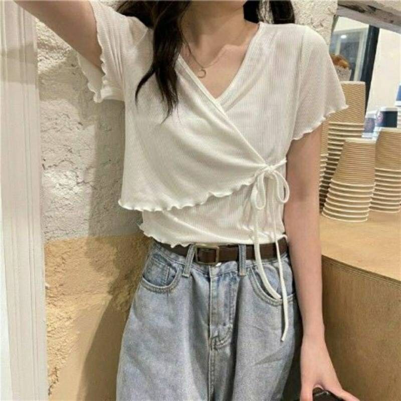 Áo kiểu siêu hot buộc dây đắp chéo