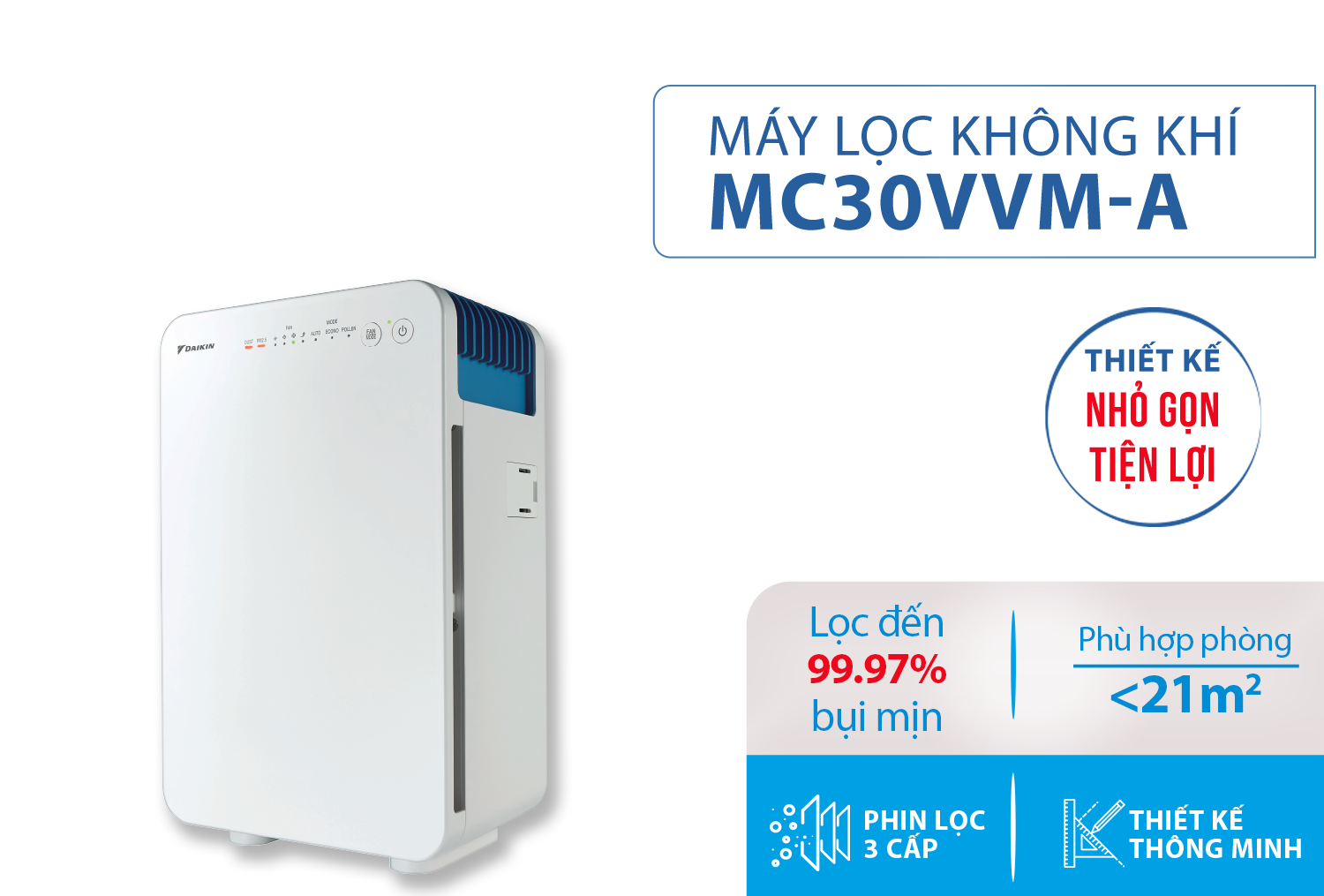 Máy lọc không khí daikin mc30vvm-a 16w
hàng chính hãng