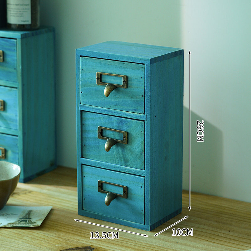 Tủ đựng đồ lưu trữ 9 ô bằng gỗ làm cũ cổ điển zakka, nhiều ngăn kéo, hộp đựng đồ trang sức để bàn, hộp đựng đồ nhỏ tủ đựng thuốc bắc trung quốc