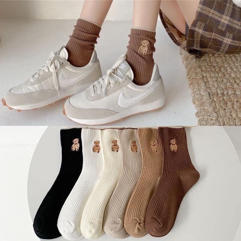 Sét 5 đôi tất cao cổ hình gấu người lớn