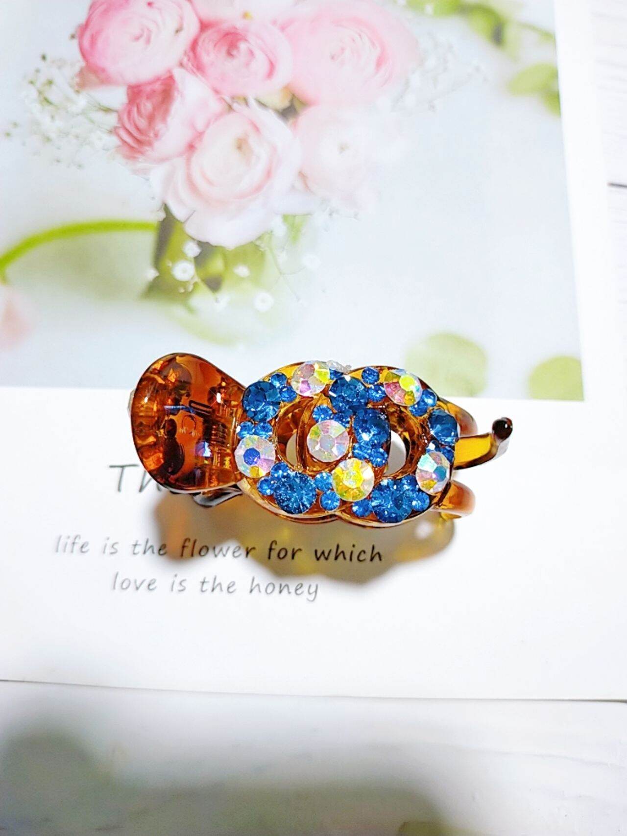 Kẹp càng cua 3 răng đính đá lấp lánh