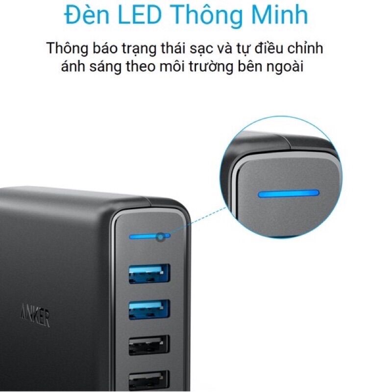 Sạc anker 5 cổng quick change 3.0 a2054