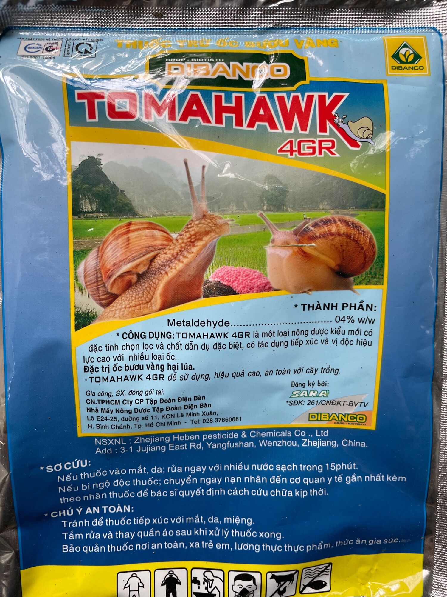Bả Trừ Sên Tomahawk 4GR - gói 100gram
