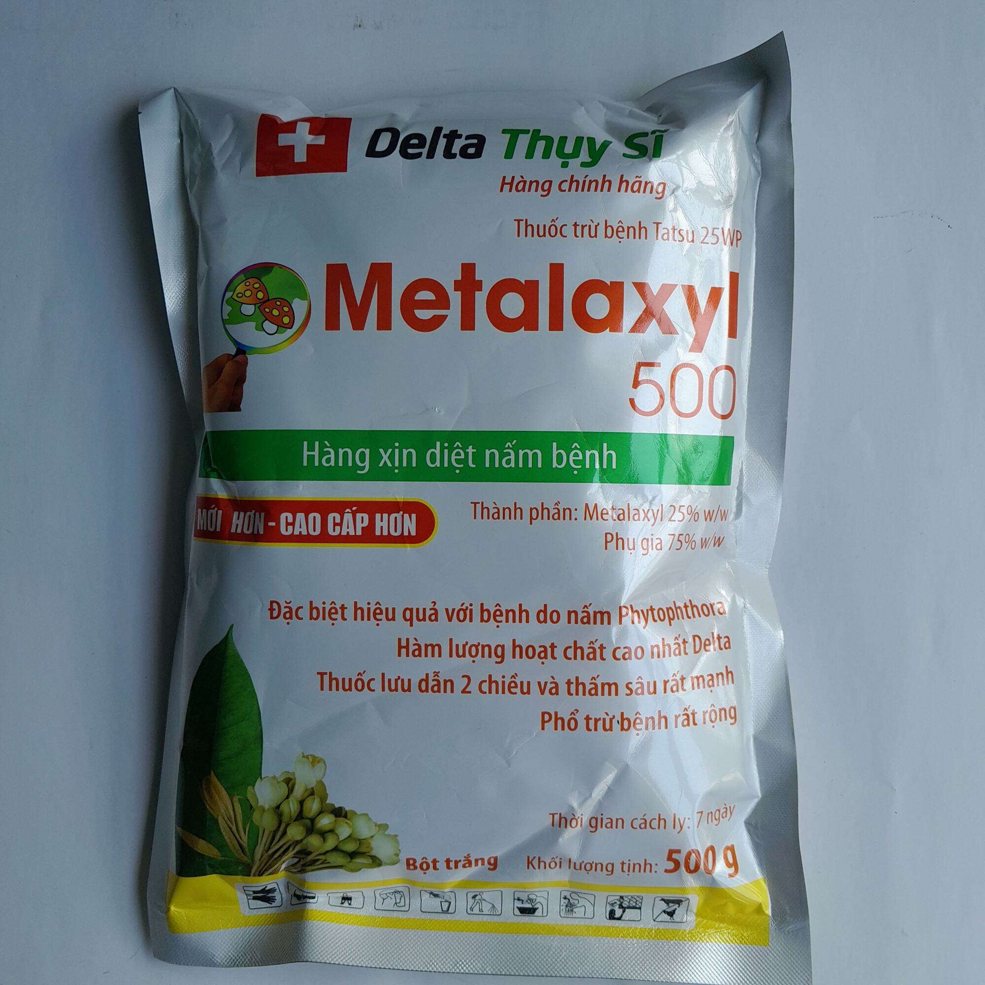  Thuốc trừ bệnh Tasu 25WP -Hiệu Metalaxyl 500 -GÓI 500g bột trắng ,Thuốc Trừ NẤM BỆNH Gây Ch.ết Cây Con Vàng Lá Thối Thân Quả Sương Mai 