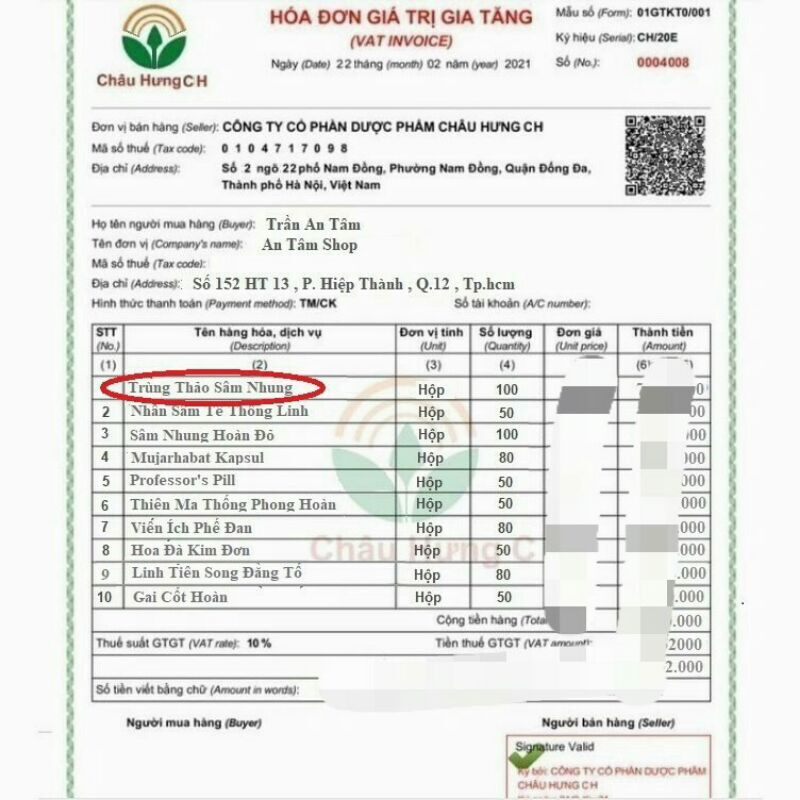 Trùng Thảo Sâm Nhung Chính Hãng Malaysia