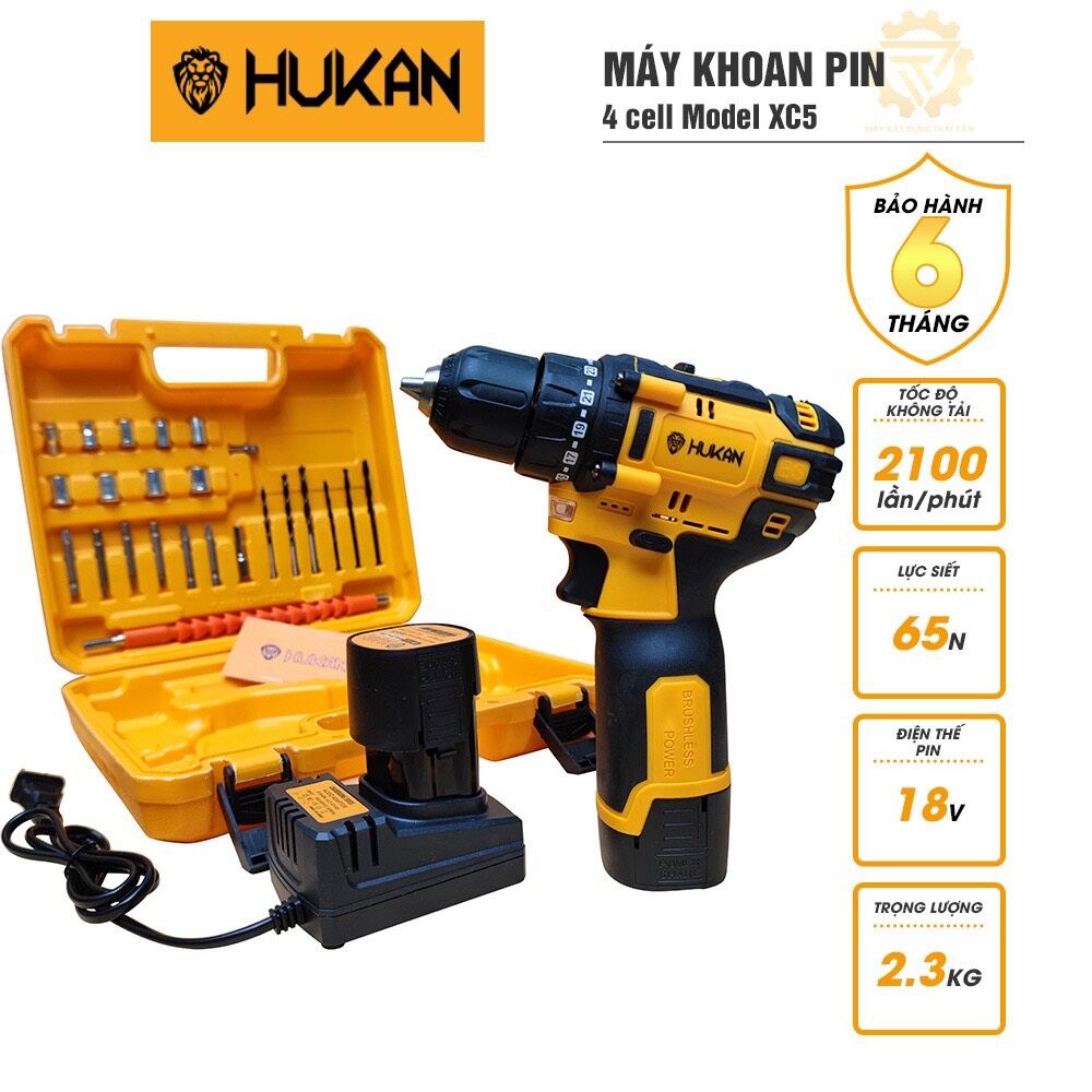 Máy khoan pin Hukan - Không chổi than 18V