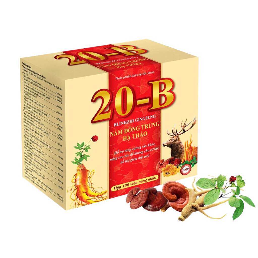 Viên uống 20-B Blinhzhi Gingseng Nấm Đông Trùng Hạ Thảo (Hộp 100 viên) Giúp bồi bổ cơ thể, giảm mệt mỏi, tăng đề kháng