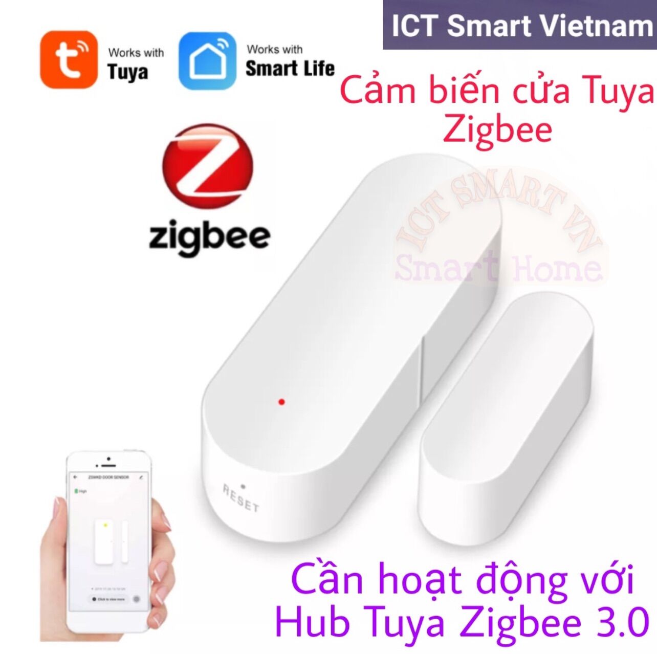 Cảm biến cửa Zigbee Tuya siêu nhạy pin 6 đến 12 tháng