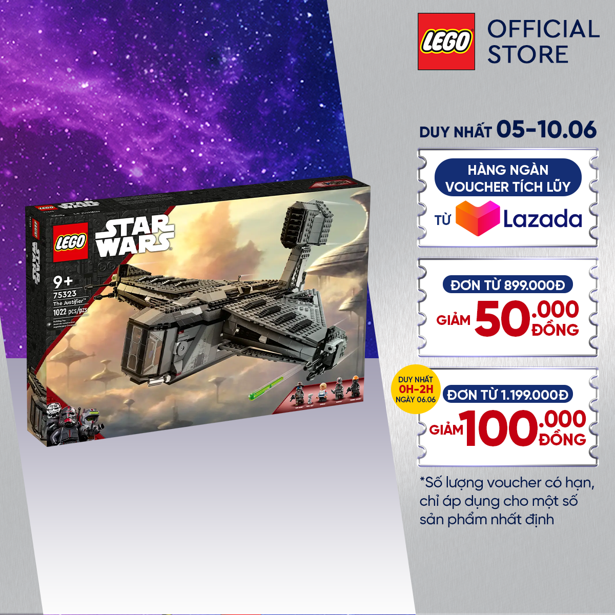 [ĐỘC QUYỀN LAZADA] LEGO Star Wars Đồ Chơi Lắp Ráp 75323 Phi Thuyền Justifier (1022 chi tiết)