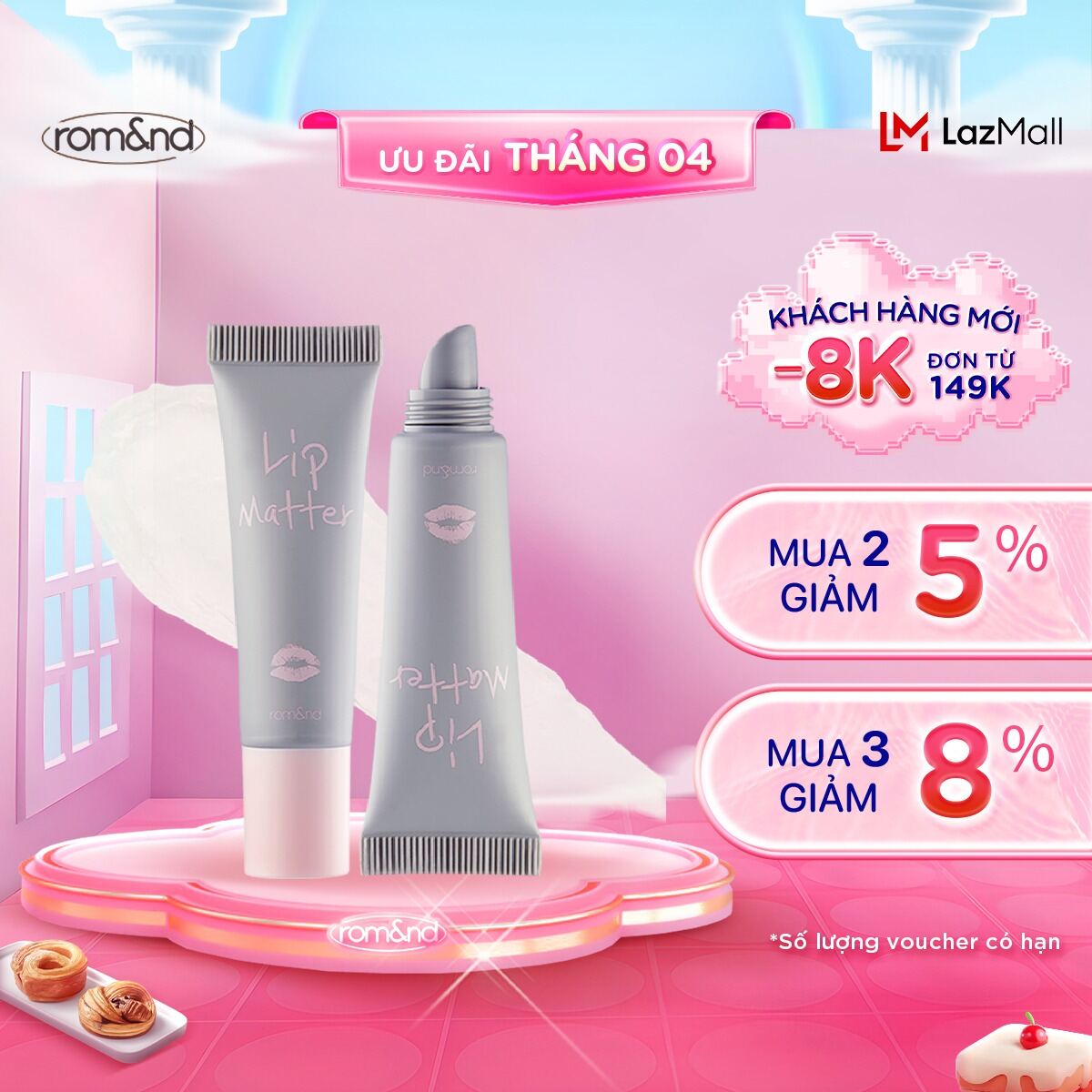 [Rom&nd] Gel hóa phép son thành son lì và khóa màu son Hàn Quốc Romand Lip Matter 8g