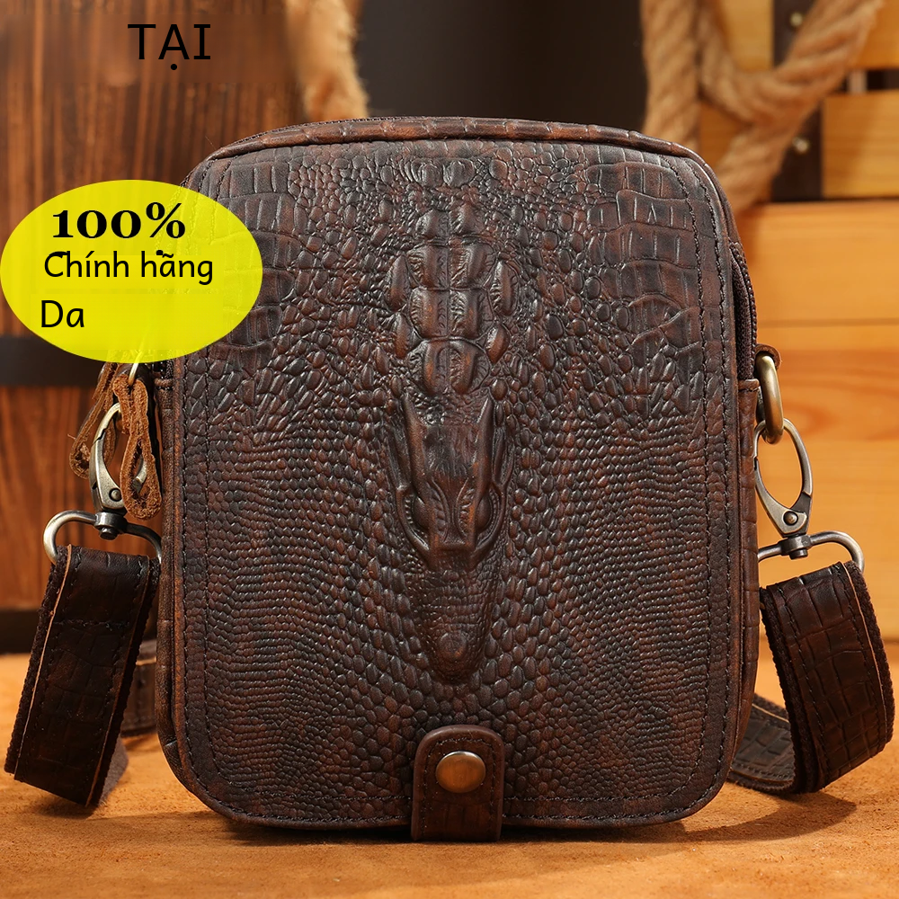 Westal Nam Mini Croco Thiết Kế Túi Đeo Vai Da Phong Cách Vintage Dây Kéo Đóng Cửa Túi Nội Thất Cho Điện Thoại Và Quà Tặng 6030