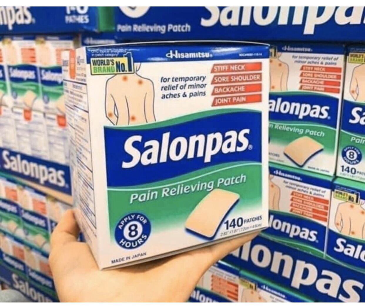 [Hcm]Miếng Dán Giảm Đau Salonpas Mỹ 550K/ Hộp 140 Miếng