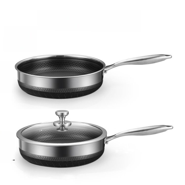 Nồi Chống Dính Đáy Phẳng Bằng Thép Không Gỉ 316 Nồi Chiên Không Dầu Nồi Chiên Trứng Và Steak Đa Năng Cho Gia Đình Nồi Nấu Ăn Phổ Thông