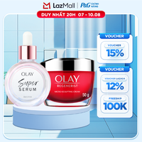 Combo 2 SUPER SERUM OLAY SỨC MẠNH TỪ 5 DƯỠNG CHẤT TRONG 1 - Chai 30ML Và Kem Dưỡng Ẩm OLAY REGENERIST Ban Ngày 50G
