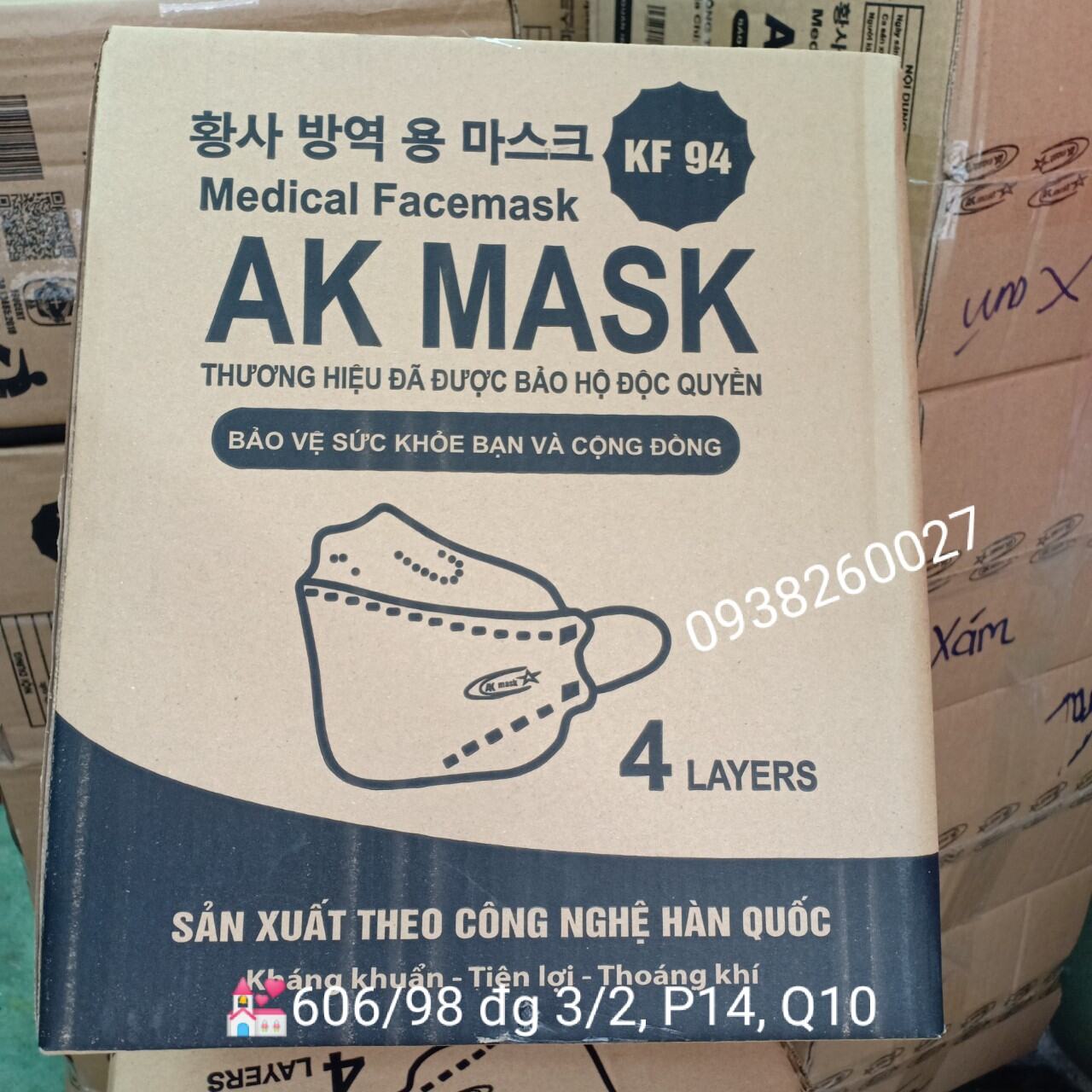 Thùng 300 cái Khẩu trang AK Mask KF94 4 lớp Kháng khuẩn Công nghệ Hàn Quốc