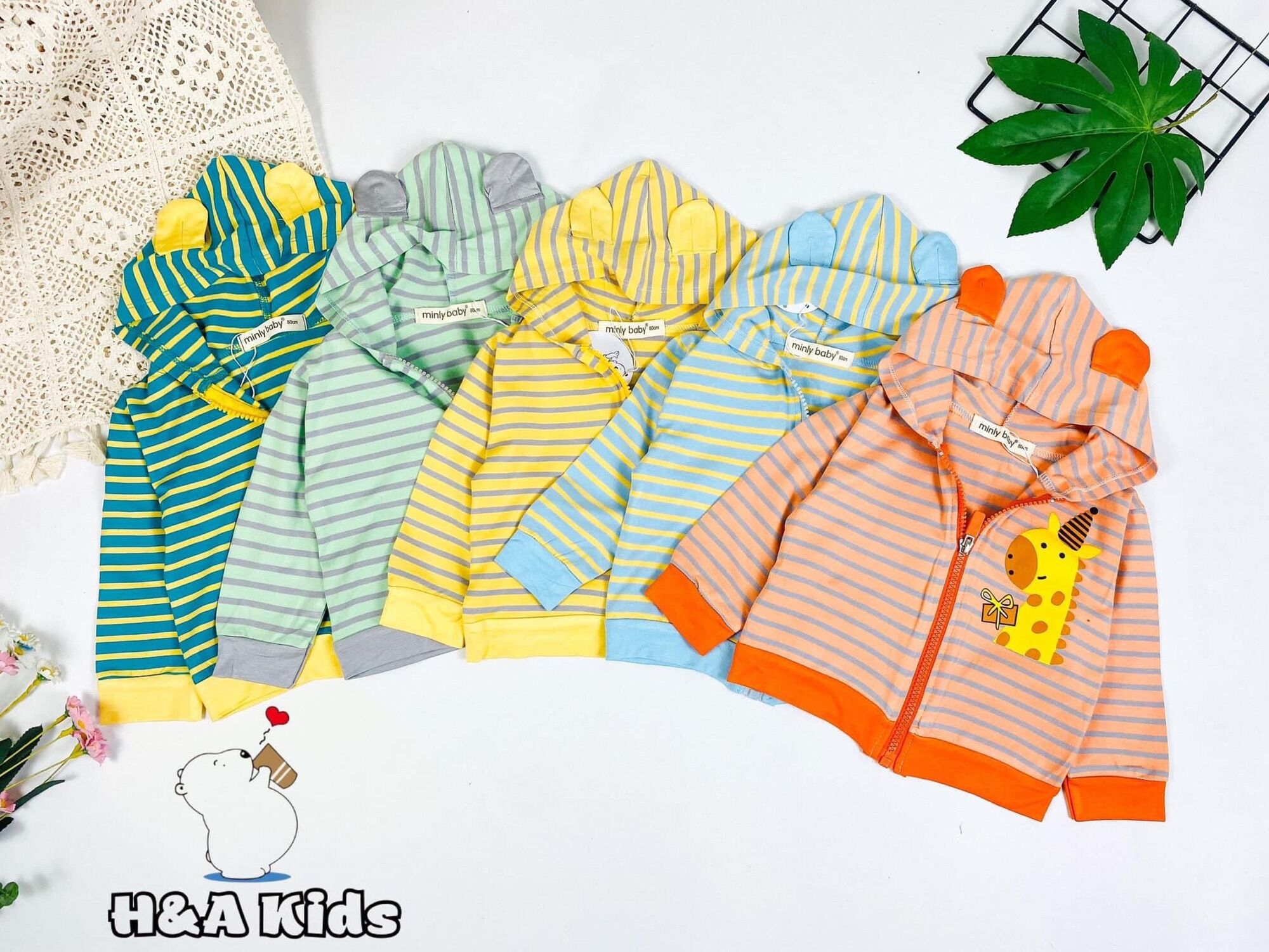 Áo khoác sọc cho bé trai và gái