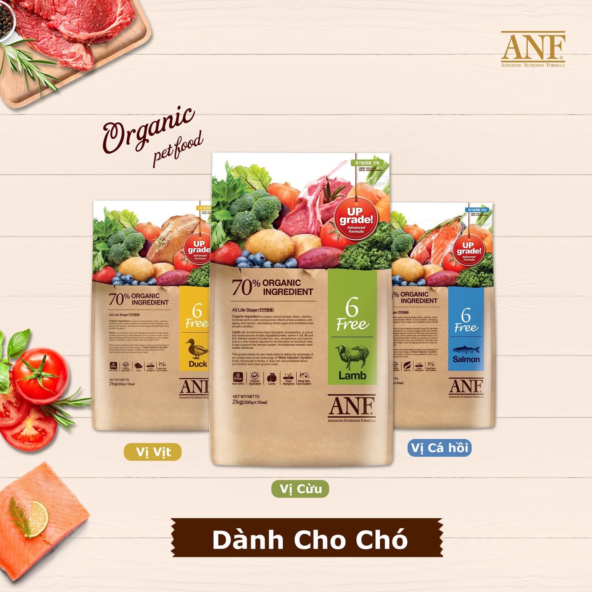 Thức ăn hạt cho chó anf 6free organic date mới 6kg