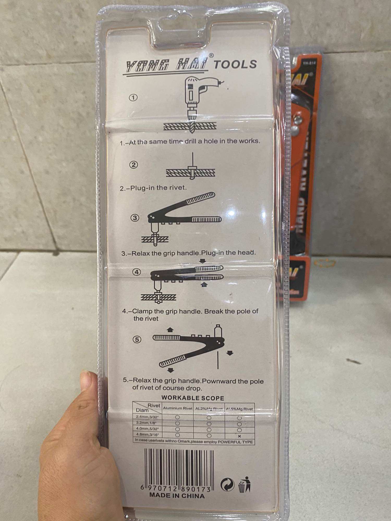Kìm bấm rive ,kìm rút đinh tán YONG HAI 250mm hàng cao cấp