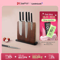 Bộ dao 7 món Lock&Lock CKK804 gồm 6 dao, 1 khối đỡ dao nam châm bằng gỗ - Màu nâu