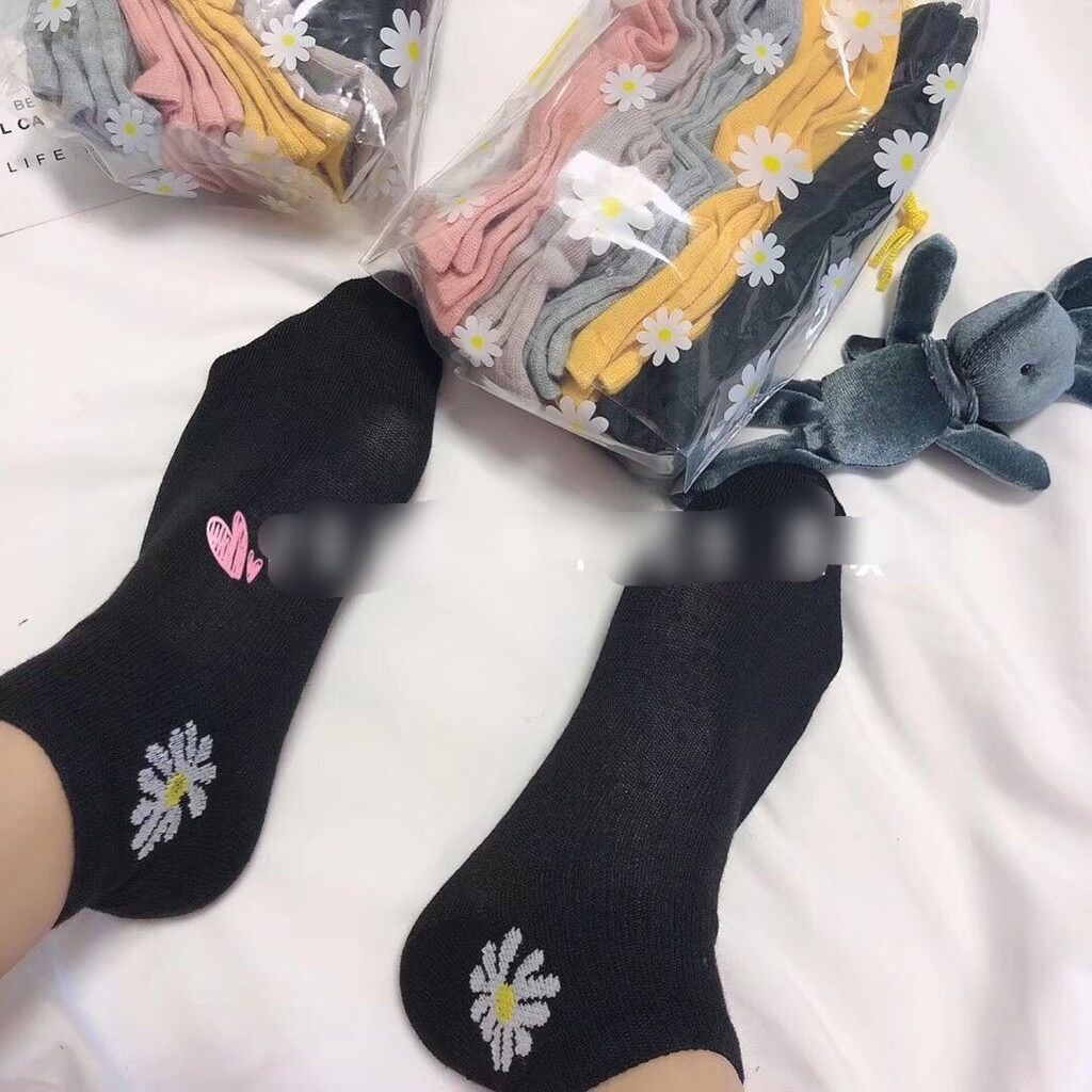 Set 10 đôi tất hoa cúc kèm túi rút