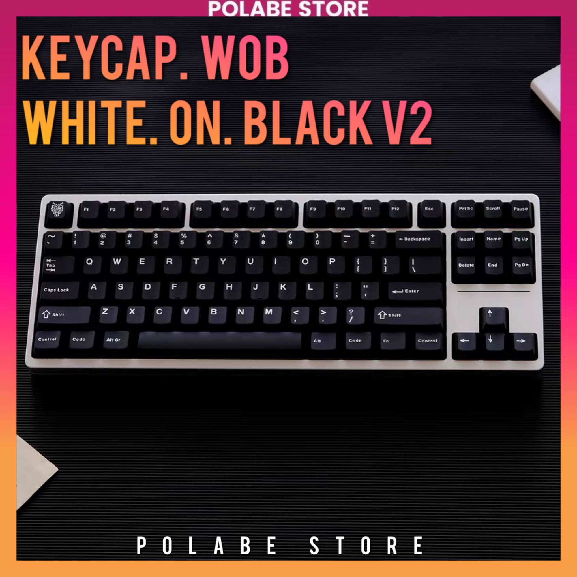 Keycap Aifei WoB v2 White on Black CMK Aifei Cherry Profile bàn phím cơ bow Black on White Polabe Store Keycap Pyga