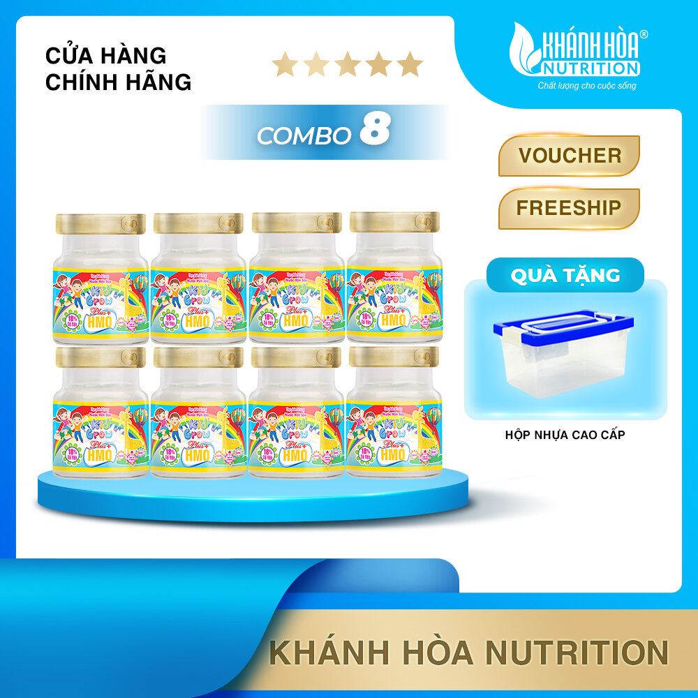 [TẶNG HỘP NHỰA] COMBO 8 Lọ Yến Sào Cho Bé KidGrow 18% Tổ Yến Bổ Sung HMO - Khánh Hòa Nutrition - 8 Lọ x 70 ML