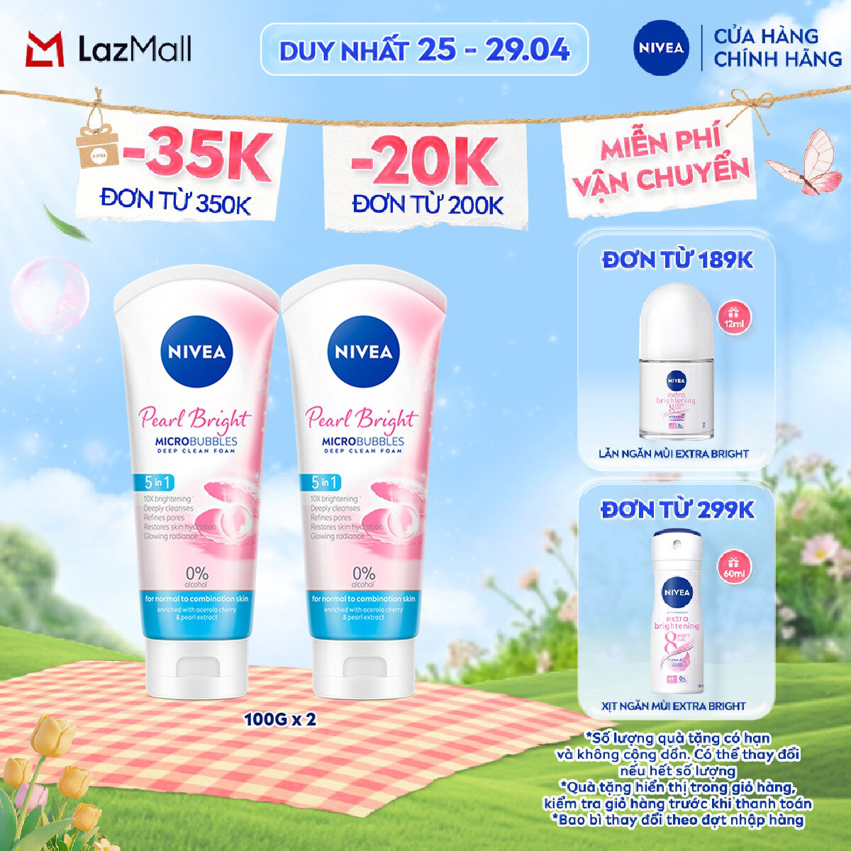 Bộ 2 Sữa Rửa Mặt Ngọc Trai NIVEA Pearl Bright Giúp Sáng Da (100 g) - 81295x2