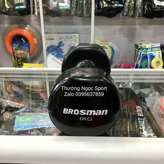 Tạ sắt brosman 6kg giá 1 cục, chất liệu được làm bằng sắt ngoài bọc cao su