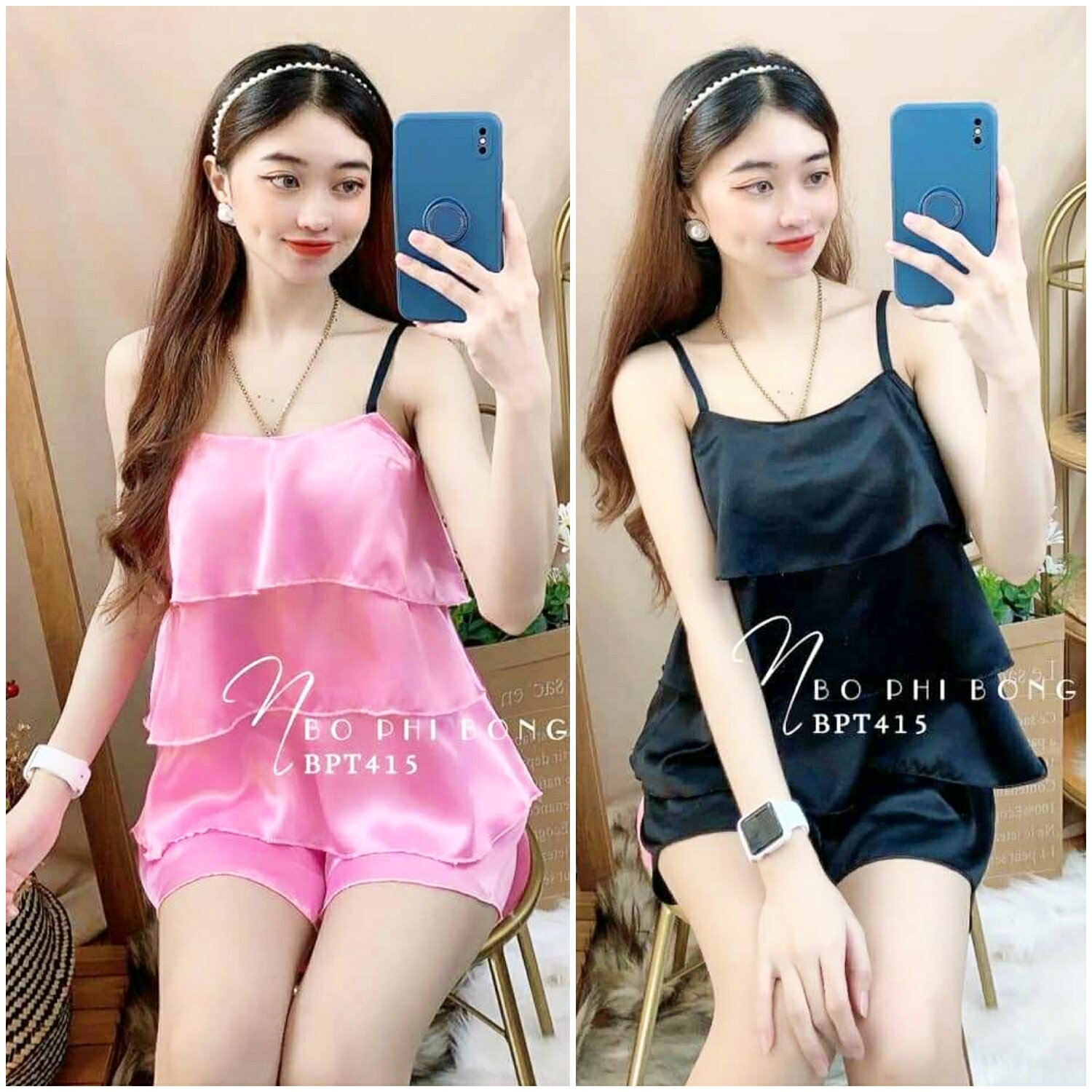  ĐỒ BỘ NỮ MẶC NHÀ PHI BÓNG DỄ THƯƠNG . ĐỒ BỘ NGỦ QUẦN ĐÙI PHỐI TẦNG ĐẸP . M77 