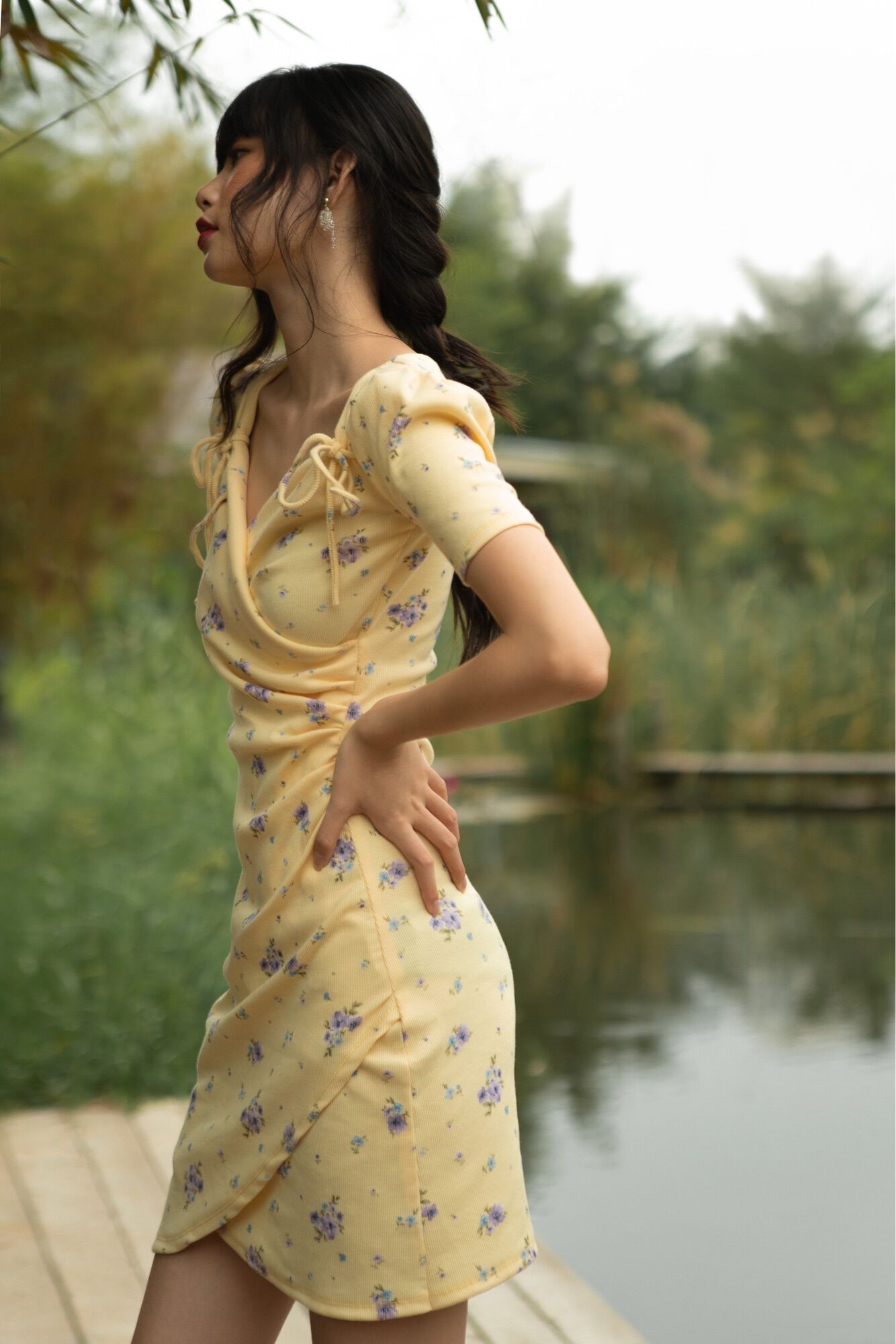 SOLID - Váy hoa xếp ly eo - Beth dress