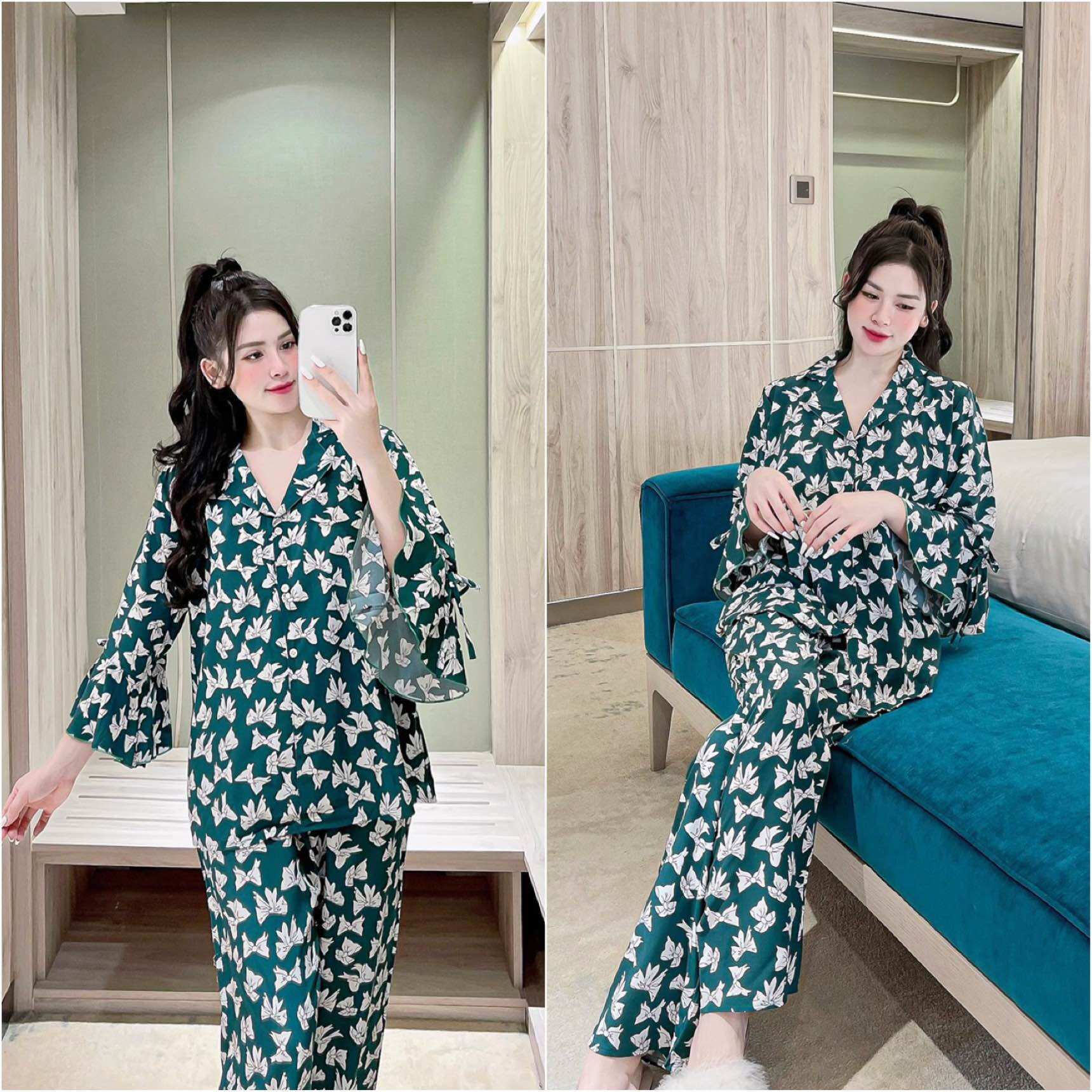 Đồ Bộ Bigsize 55-100kg Lụa Nhật Tiểu Thư Tay Lỡ Quần Dài