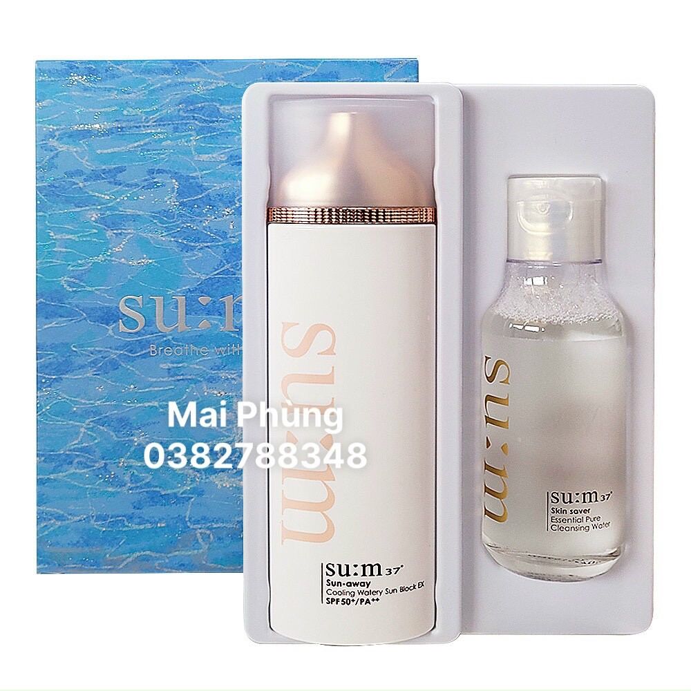 Sét kem chống nắng hạ nhiệt mát da sum37 cooling watery sun block spf50+/pa++