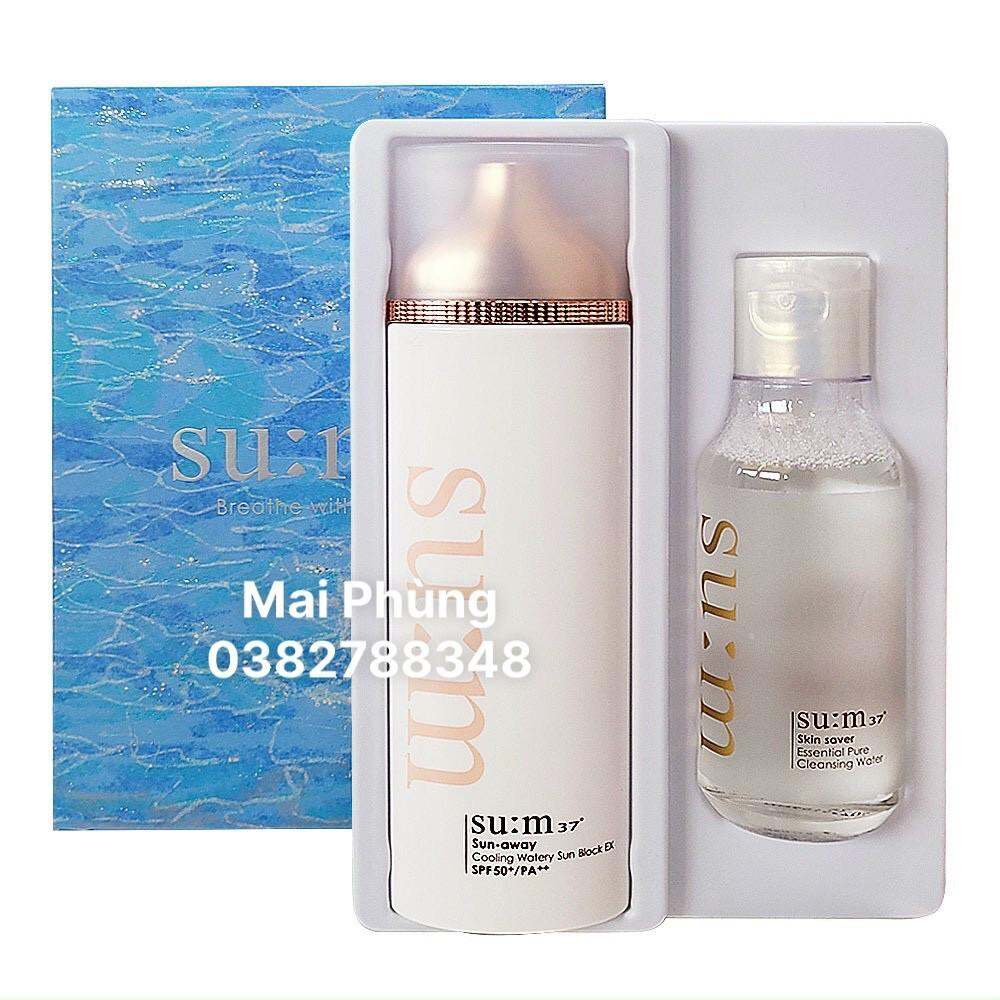 Sét kem chống nắng hạ nhiệt mát da Sum37 Cooling Watery Sun Block SPF50+/PA++