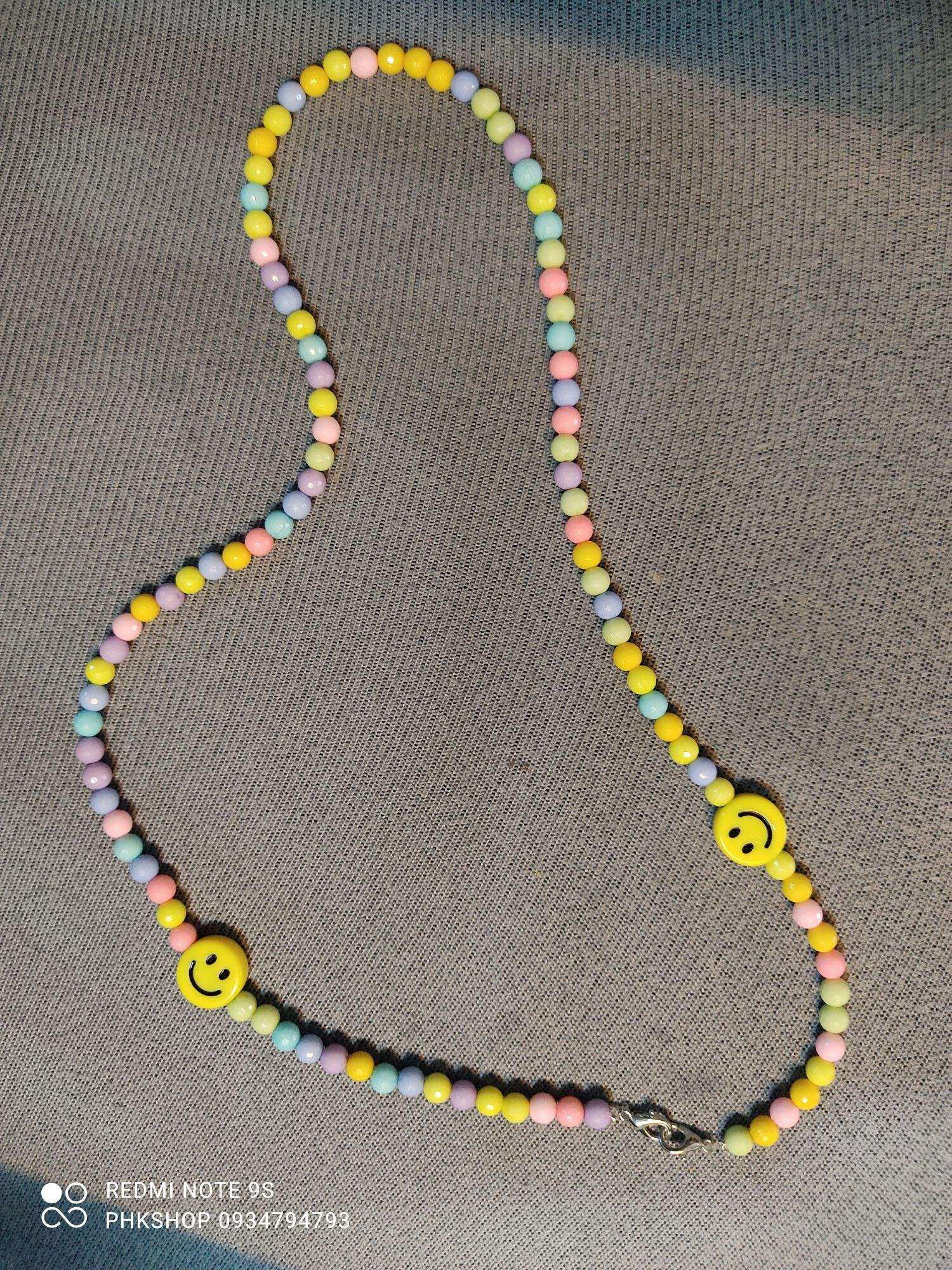 Dây đeo khẩu trang hạt nhựa màu mix mặt cười phk shop