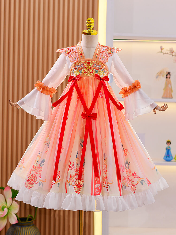 Váy Công Chúa Cổ Trang Phục Truyền Thống Trung Quốc Cho Bé Gái Mùa Xuân Mới Phong Cách Cổ Điển Tay Dài Bằng Vải Polyester Giá 541,000 Đồng*Miễn phí vận chuyển