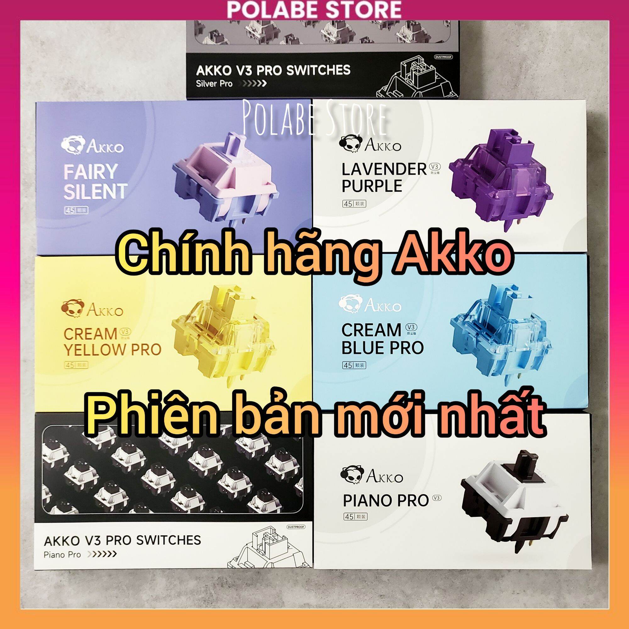 [Hộp 45sw] Akko Cream Yellow Blue V3 Pro Linear switch Akko Piano Pro Akko Silver lavender Purple Fairy Penguin Silent tactile bàn phím cơ Polabe Store