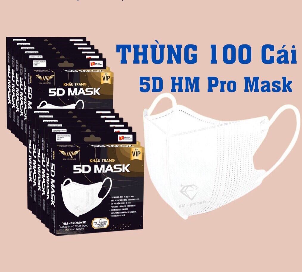 Thùng 100 chiếc khẩu trang 5D mask HOÀNG MINH