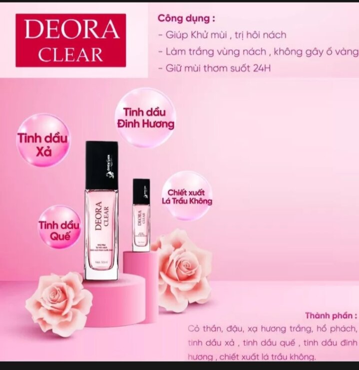 Xịt khử mùi hương nước hoa Deora Clear, loại bỏ hôi nách thâm nách ra mồ hôi nách ngay sau 1 tuần