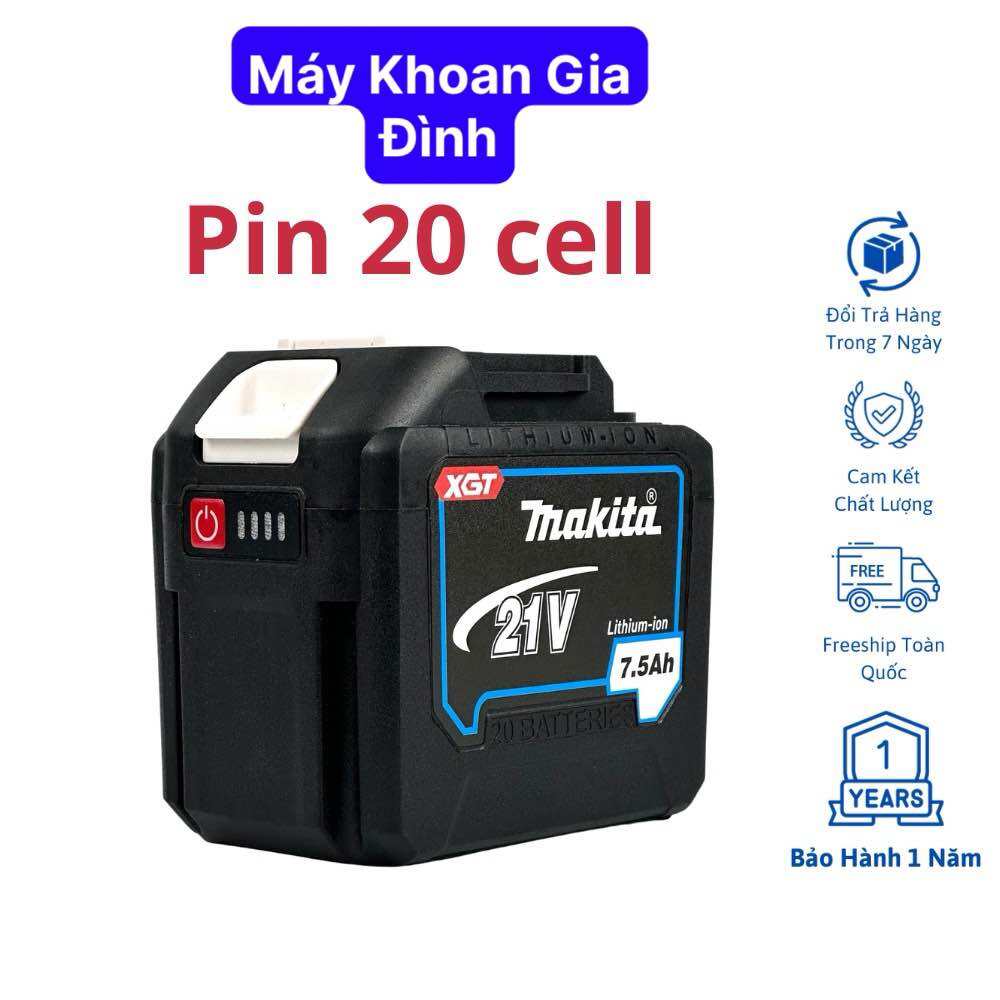 Pin đóng 20 cell makita 20v chân pin phổ thông các loại máy khoan pin