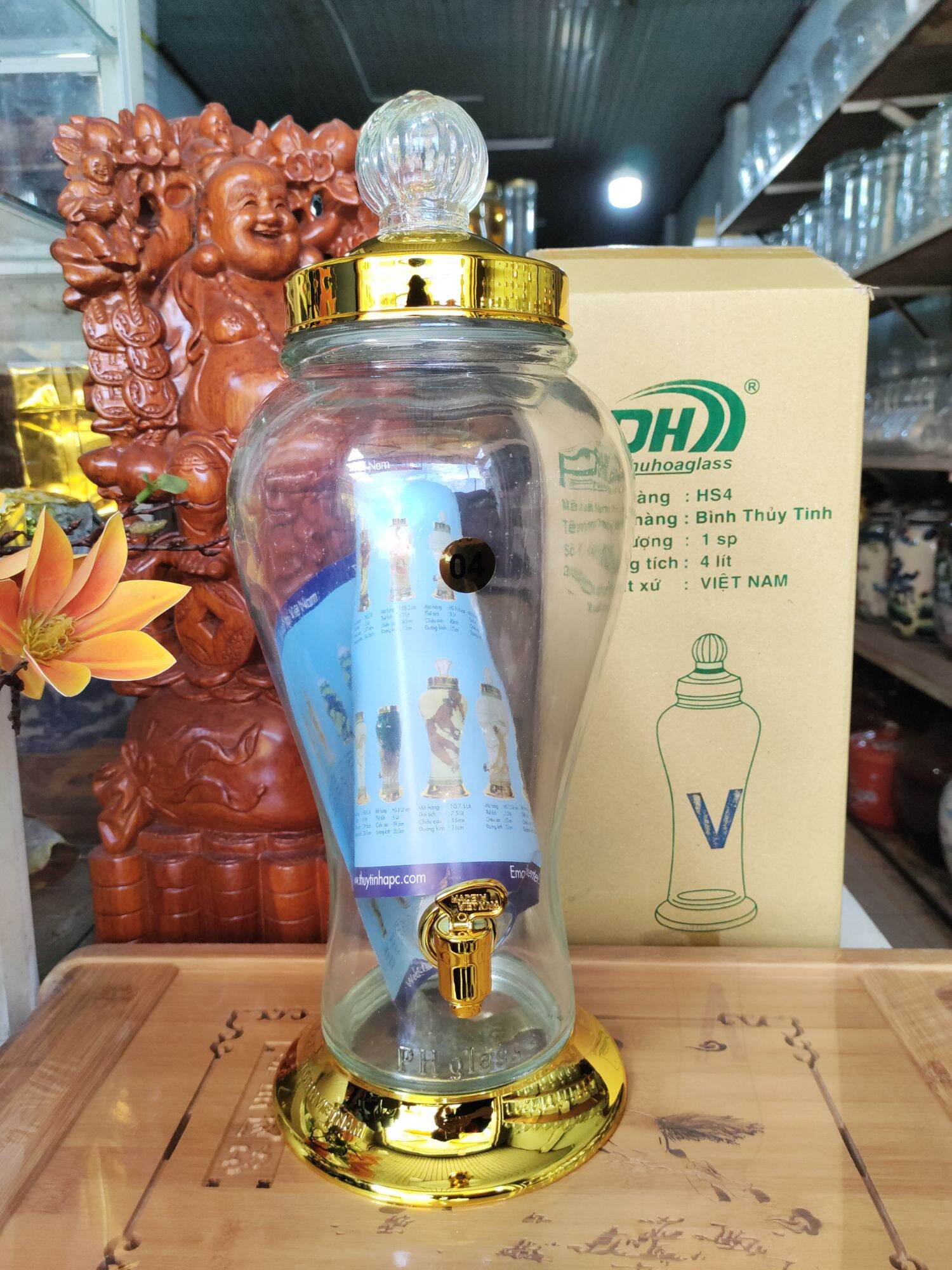 Bình thủy tinh ngâm rượu 4 lít van phú hoà vn