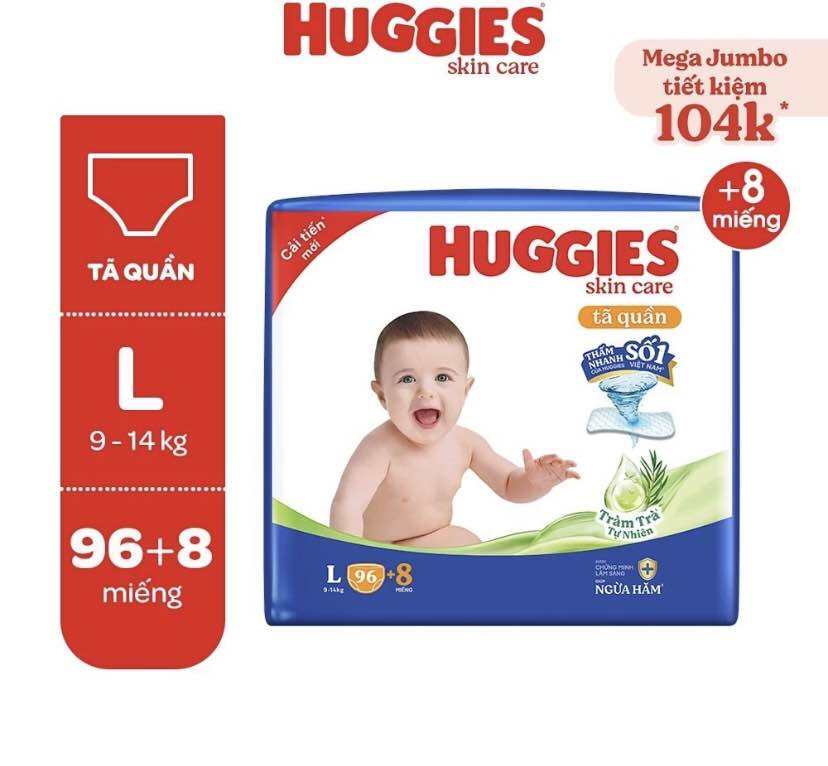 Tả quần Huggies skincare  L104 miếng