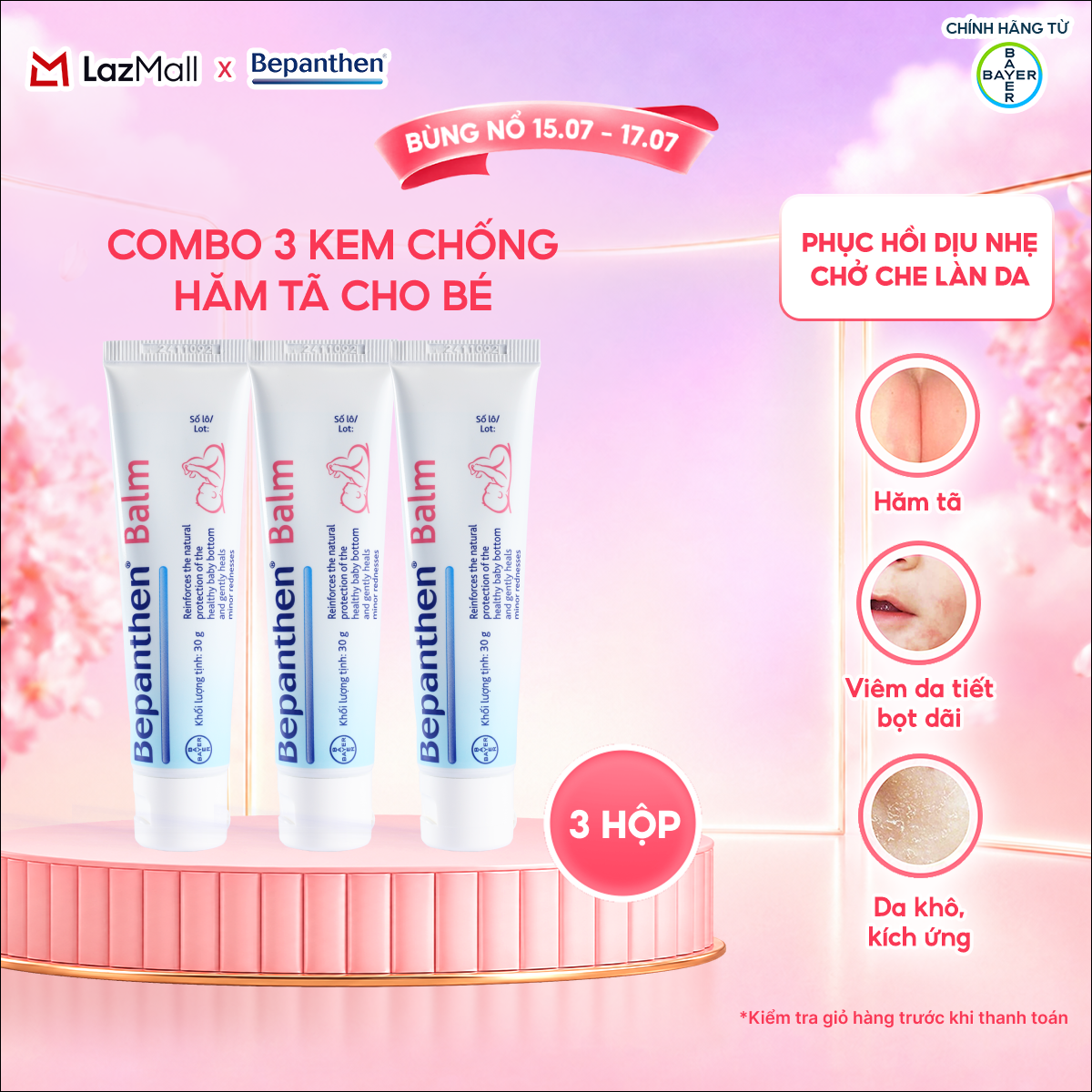 [FS] Combo 3 Kem Chống Hăm BEPANTHEN Balm Dạng Kem Mỡ Tuýp 30G x3