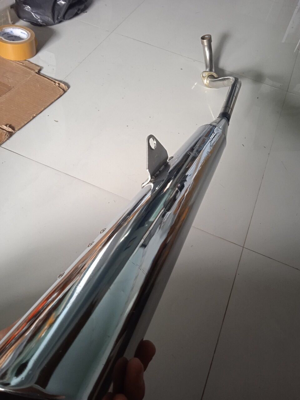 Pô 2543 gắn xe wave đời mới 2017 đến 2021 móc cổ pô chế sẵn siêu bóng có đóng mộc