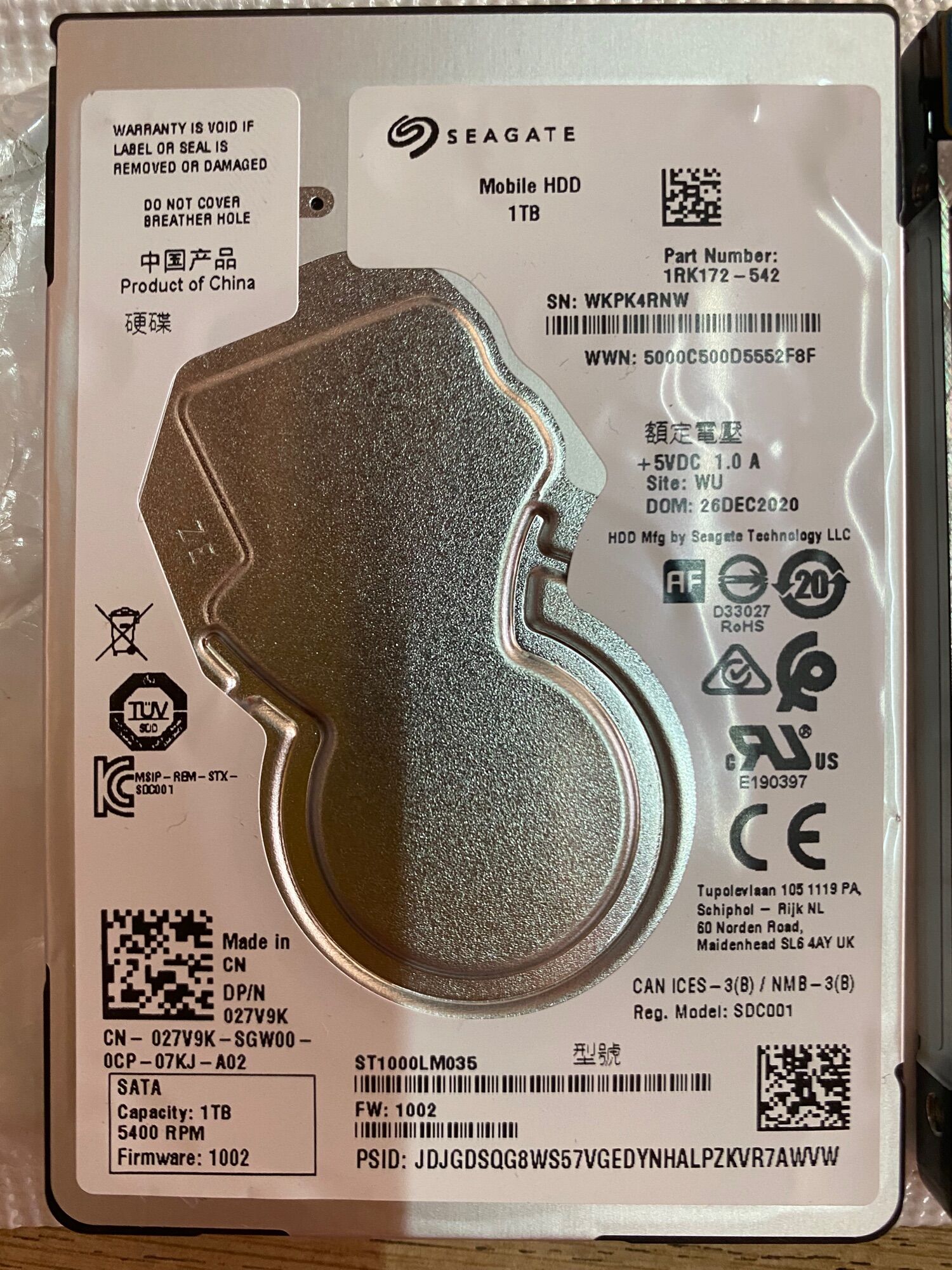 Hdd 1tb tháo máy new