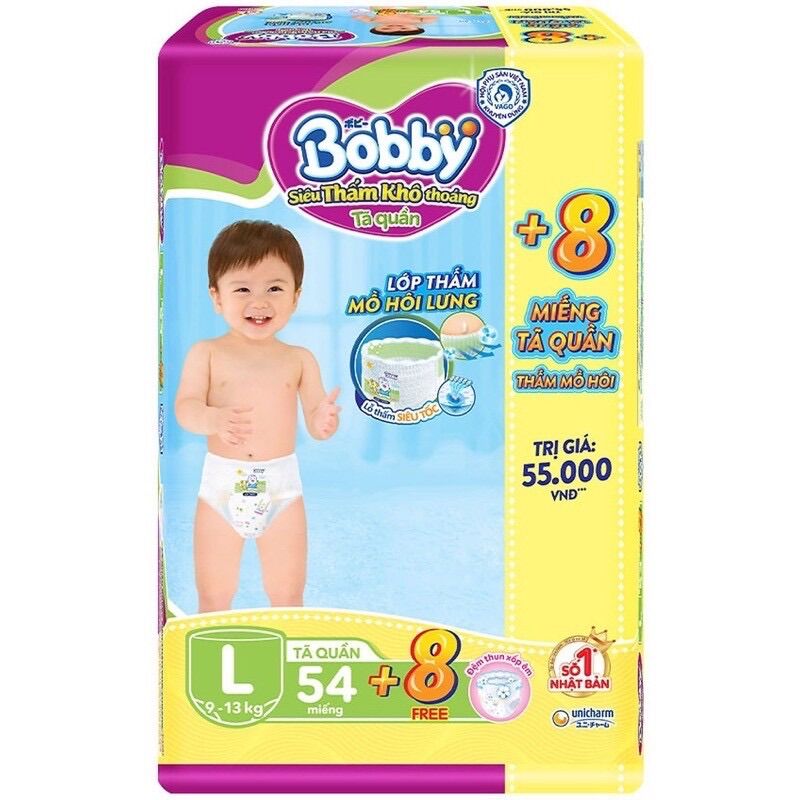 Bỉm BOBBY Tã quần M62 L54 XL48 XXL44